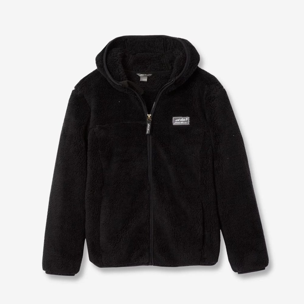 NWT Eddie Bauer Kids' Quest Fleece Plush‎ Hooded Jacket in Black - Size XS